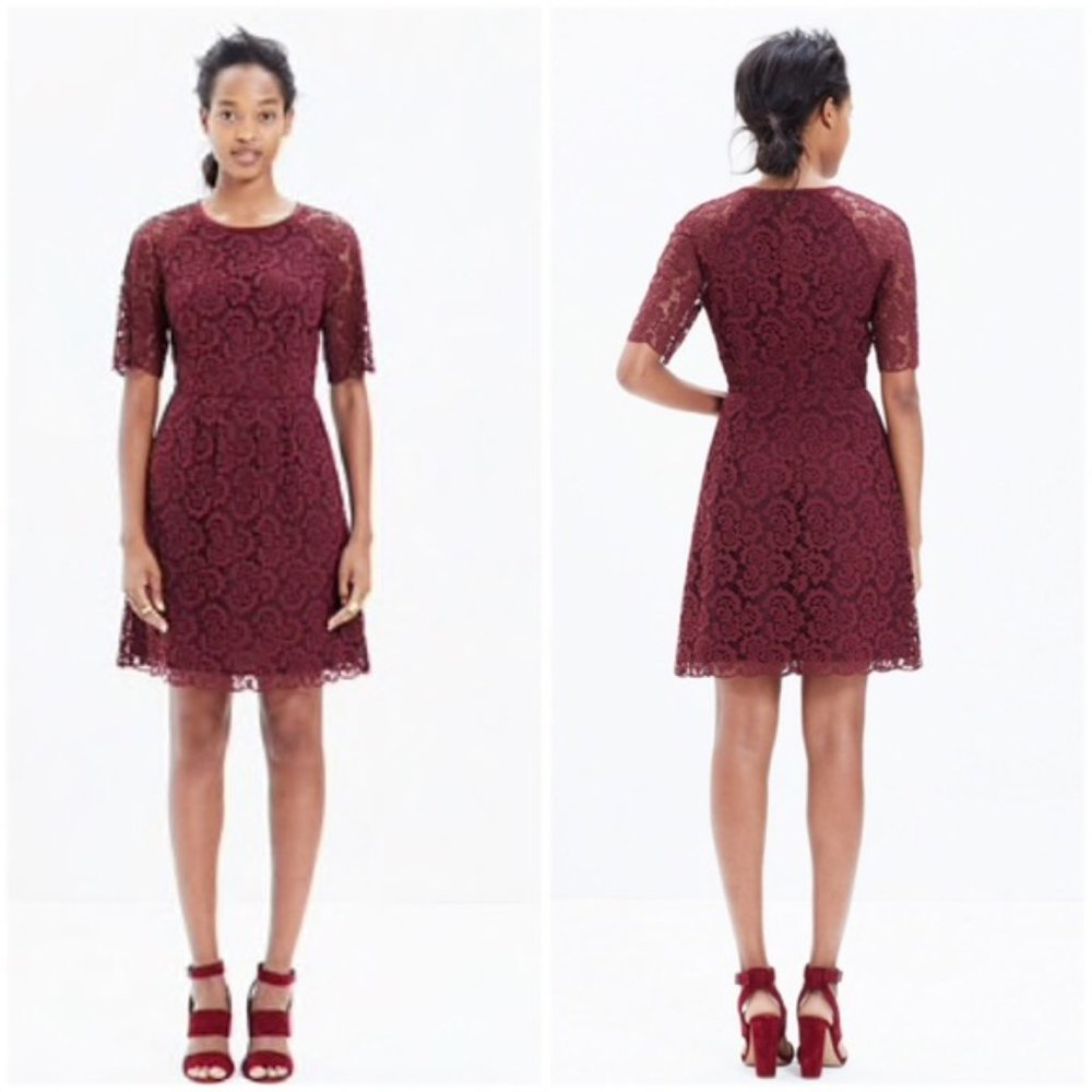 Madewell Burgundy Lace Magnolia Dress Size 0 NWOT - Picture 7 of 16